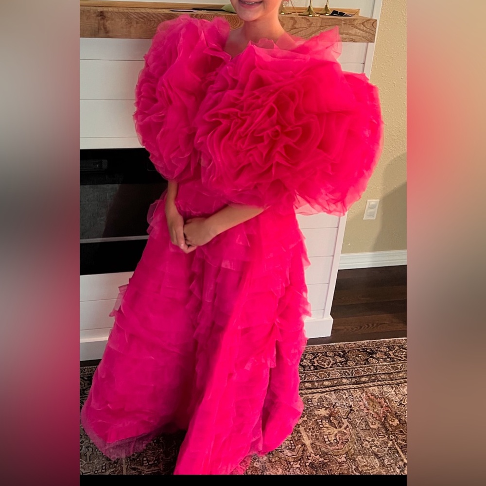 Vibrant Pink Ruffled Gown